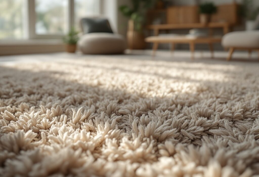 Tapis shaggy en matières écologiques : durable et chic