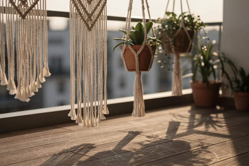 Macramé extérieur 2026 : idées déco tendance pour balcons, terrasses et jardins