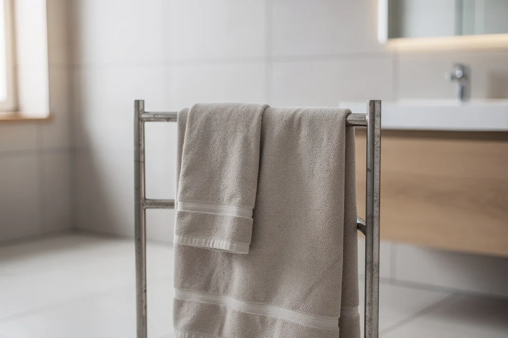 Salle de bain propre et bien organisée : le rôle souvent sous-estimé du porte-serviette