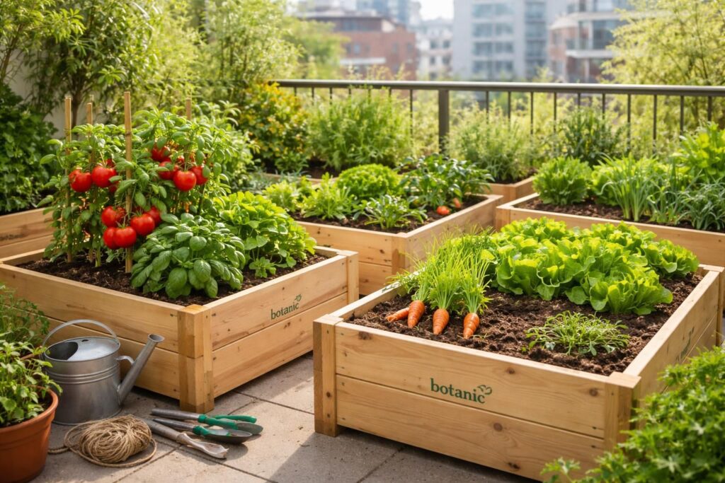 Aménager un jardin potager urbain avec carrés Botanic et semences bio pour récoltes savoureuses