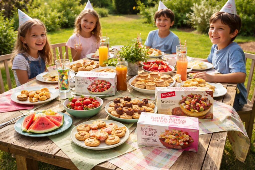 Organiser goûter anniversaire jardin économique avec recettes Picard, Thiriet et Monoprix