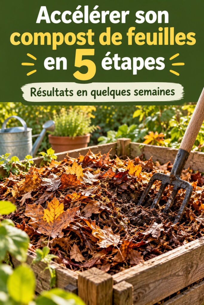 Un compost de feuilles en cours de décomposition avec divers déchets verts.