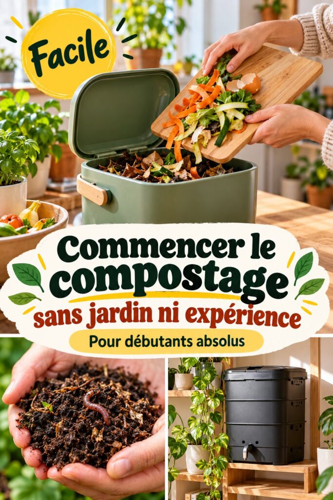 Un composteur installé dans un appartement, rempli de déchets organiques prêts à devenir du compost nutritif.