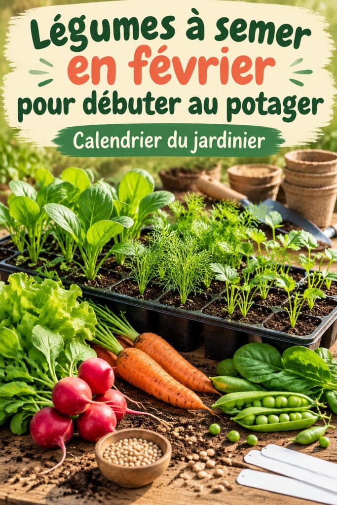 Potager en février avec légumes en pleine terre