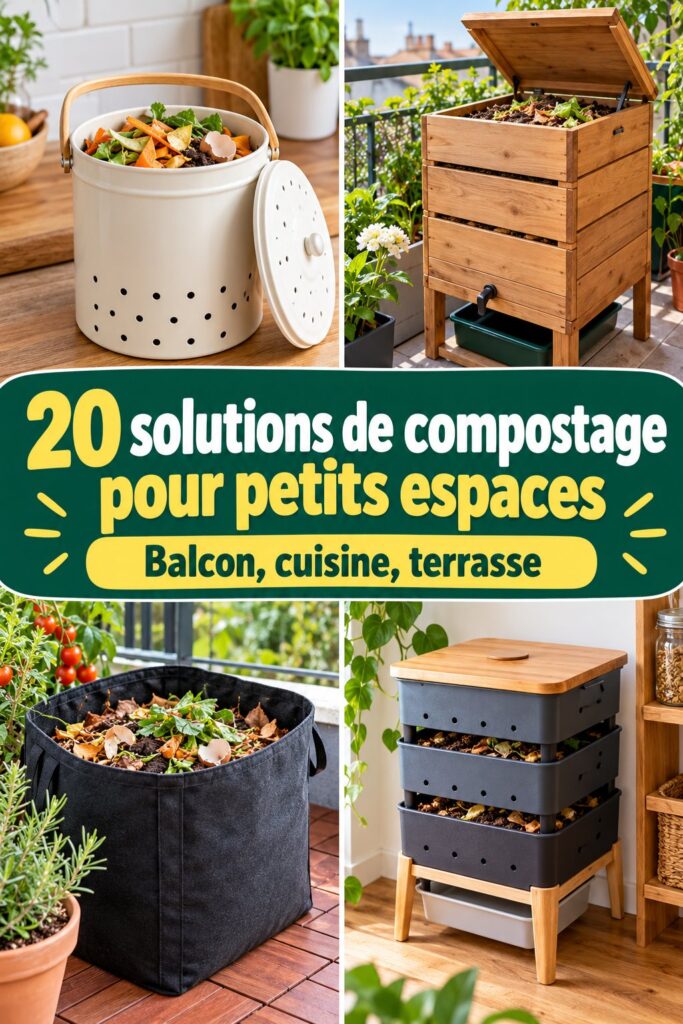 Un composteur compact installé dans un petit jardin urbain